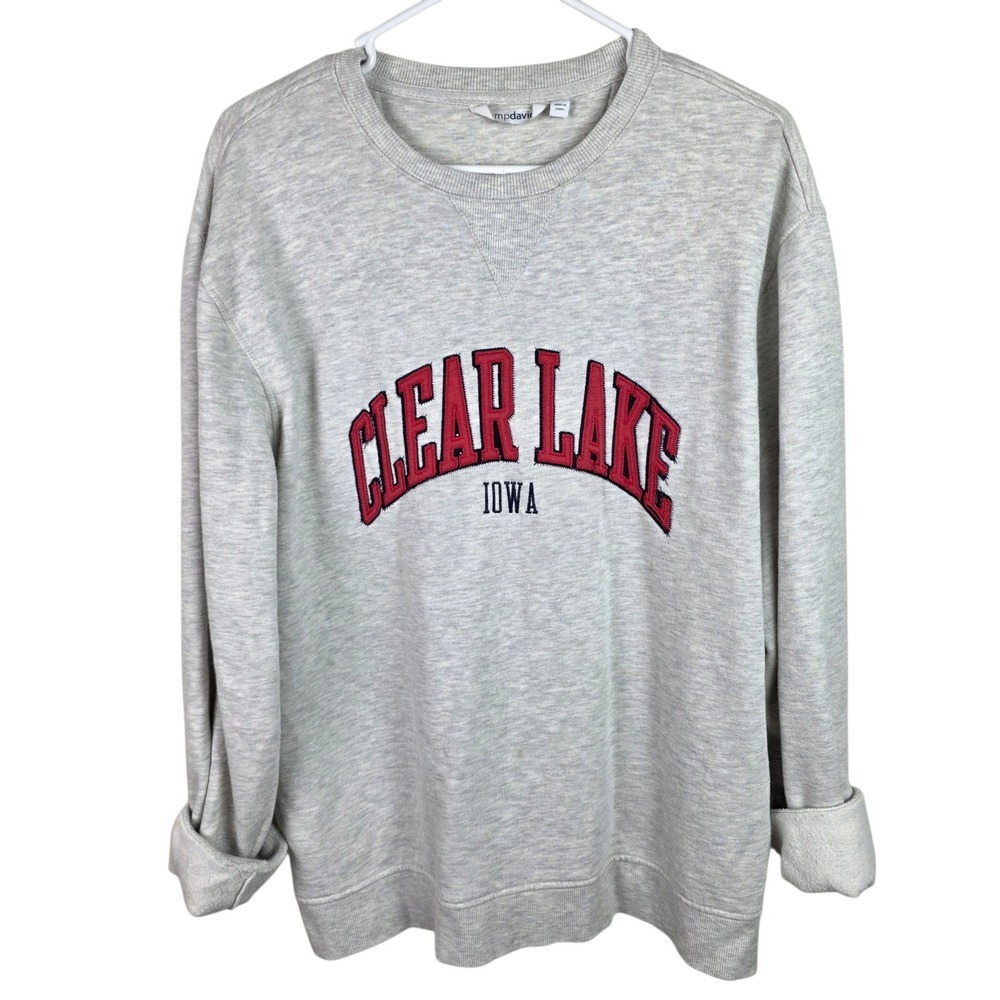 Camp David Clear Lake Iowa Sweatshirt Unisex XL Gray Good Embroidered V-Stitch